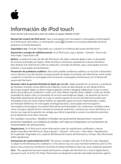 Informaci&oacute;n de iPod touch
