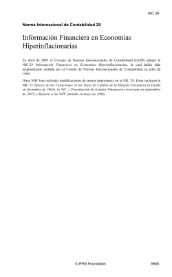 NIC 29 - Información financiera en economías hiperinflacionarias