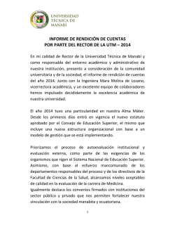 informe de rendici&oacute;n de cuentas por parte del rector de la utm &ndash; 2014