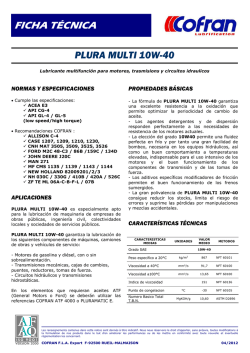 ficha t&eacute;cnica plura multi 10w-40