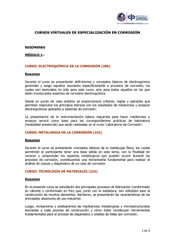 CURSOS VIRTUALES DE ESPECIALIZACIÓN EN CORROSIÓN