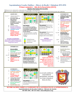 Calendario escolar diocesano 2015-2016_SEC Arecibo