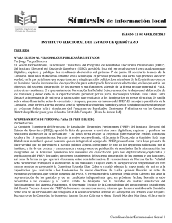 INSTITUTO ELECTORAL DEL ESTADO DE QUER&Eacute;TARO