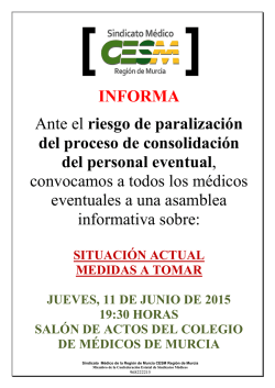 INFORMA Ante el riesgo de paralizaci&oacute;n del proceso de