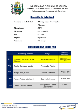 Direcci&oacute;n de la Entidad FUNCIONARIOS Y DIRECTIVOS