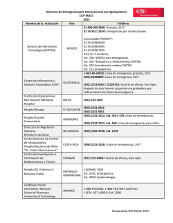N&uacute;meros de Emergencia para Intoxicaciones por