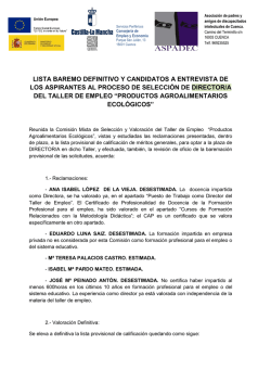 lista baremo definitivo y candidatos a entrevista de los