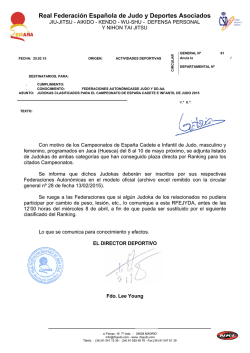 Directos Campeonato de Espa&ntilde;a Infantil y Cadete Judo 2015