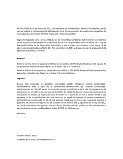 RESOLUCIÓN de 24 de marzo de 2015, del rectorado