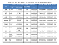 SEDES PARA LA TOMA DE PRUEBAS DE LA 2da ETAPA DE LA