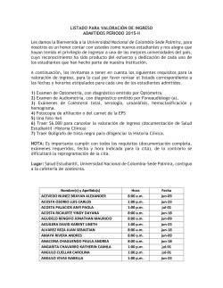 LISTADO PARA VALORACIÓN DE INGRESO