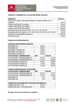 tarifas de este servicio de Work Center