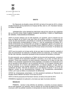 EDICTO Por Resoluci&oacute;n de Alcald&iacute;a n&uacute;mero 901