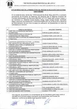 acta de resultado de la primera etapa del proceso de selección