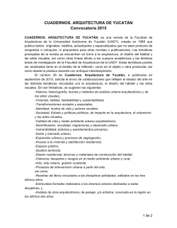CUADERNOS. ARQUITECTURA DE YUCATÁN Convocatoria 2015