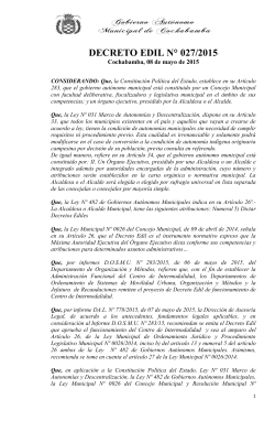 DECRETO EDIL N° 027/2015 - Gobierno Autónomo Municipal de