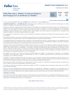 "AAApy" la solvencia de Banco Itaú Paraguay S.A. Su