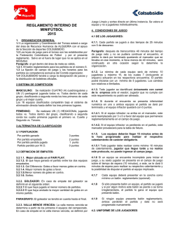 REGLAMENTO INTERNO DE MINIFÚTBOL 2015
