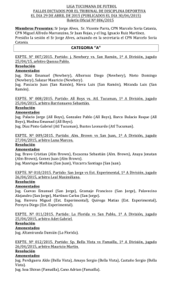 Boletín Oficial Nº 006/2015