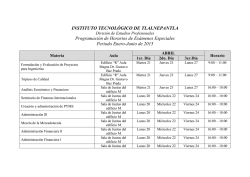 Horario - Instituto Tecnol&oacute;gico de Tlalnepantla