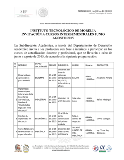 INSTITUTO TECNOL&Oacute;GICO DE MORELIA INVITACI&Oacute;N A CURSOS