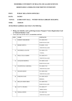 public relations officer i - Muhimbili University of Health and Allied