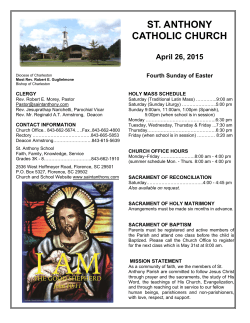 April 26, 2015 St Anthony Florence SC bulletin