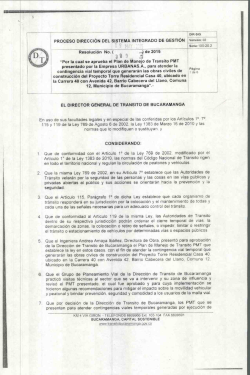 Resolución N°309 de 2015 - Direccion de Transito de Bucaramanga
