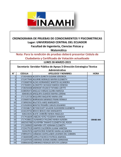 CRONOGRAMA DE PRUEBAS DE CONOCIMIENTOS Y