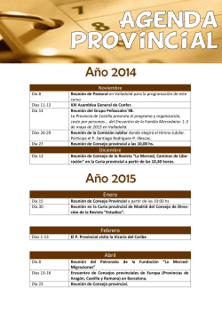 Año 2014 Año 2015 - Mercedarios Provincia de Castilla