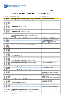 CALENDARIO DE PRUEBAS &ndash; 1er SEMESTRE 2015