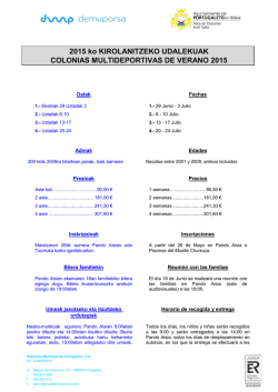 Informaci&oacute;n Colonias Verano 2015