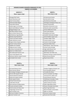 Horarios para el examen de admisi&oacute;n de hermanos PK 2016.