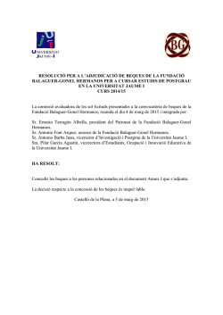 resolució per a l`adjudicació de beques de la fundació
