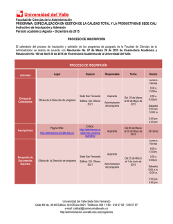 Instructivo Proceso de Inscripción/Admisión 2-2015