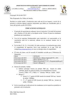 Indicaciones Generales - Colegio Santo Domingo de Guzm&aacute;n