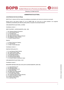 Dimecres, 22 d`abril de 2015 ADMINISTRACI&Oacute; ELECTORAL Junta
