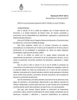 Resolución CFE N° 256/15 Buenos Aires, 27 de mayo de 2015