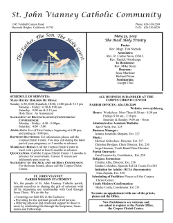 May 31, 2015 - St. John Vianney Catholic Community