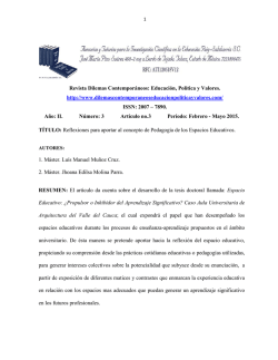 Reflexiones para aportar al concepto de Pedagogía de los Espacios