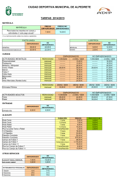 Tarifas Ciudad Deportiva