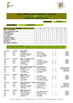 liga comarcal de veteranos – 2014/2015 calendario – clasificación