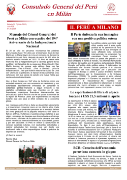 IL PER&Ugrave; A MILANO - Consulado General del Per&uacute; en Mil&aacute;n