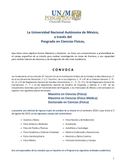Convocatoria 2016-1 - Posgrado en Ciencias Físicas, UNAM