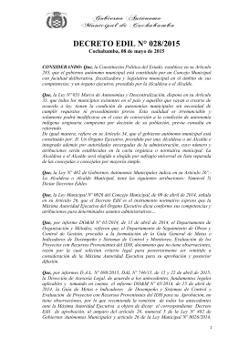 DECRETO EDIL N° 028/2015 - Gobierno Autónomo Municipal de