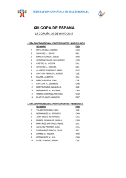 XIII COPA DE ESPAÑA - Federación Española de Halterofilia