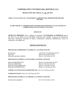 Calendario Acad&eacute;mico - Corporaci&oacute;n Universitaria Republicana