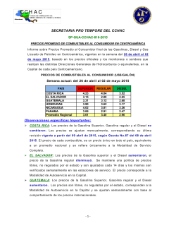 Precios CCHAC del 26 de abril al 02 de mayo 2015