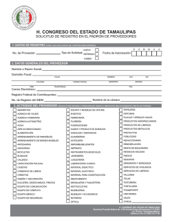 Solicitud de Registro en el Padr&oacute;n de Proveedores
