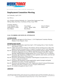 Employment Committee Meeting AGENDA